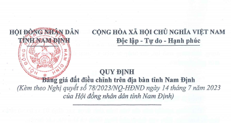 Bảng giá đất huyện Hải Hậu 2023